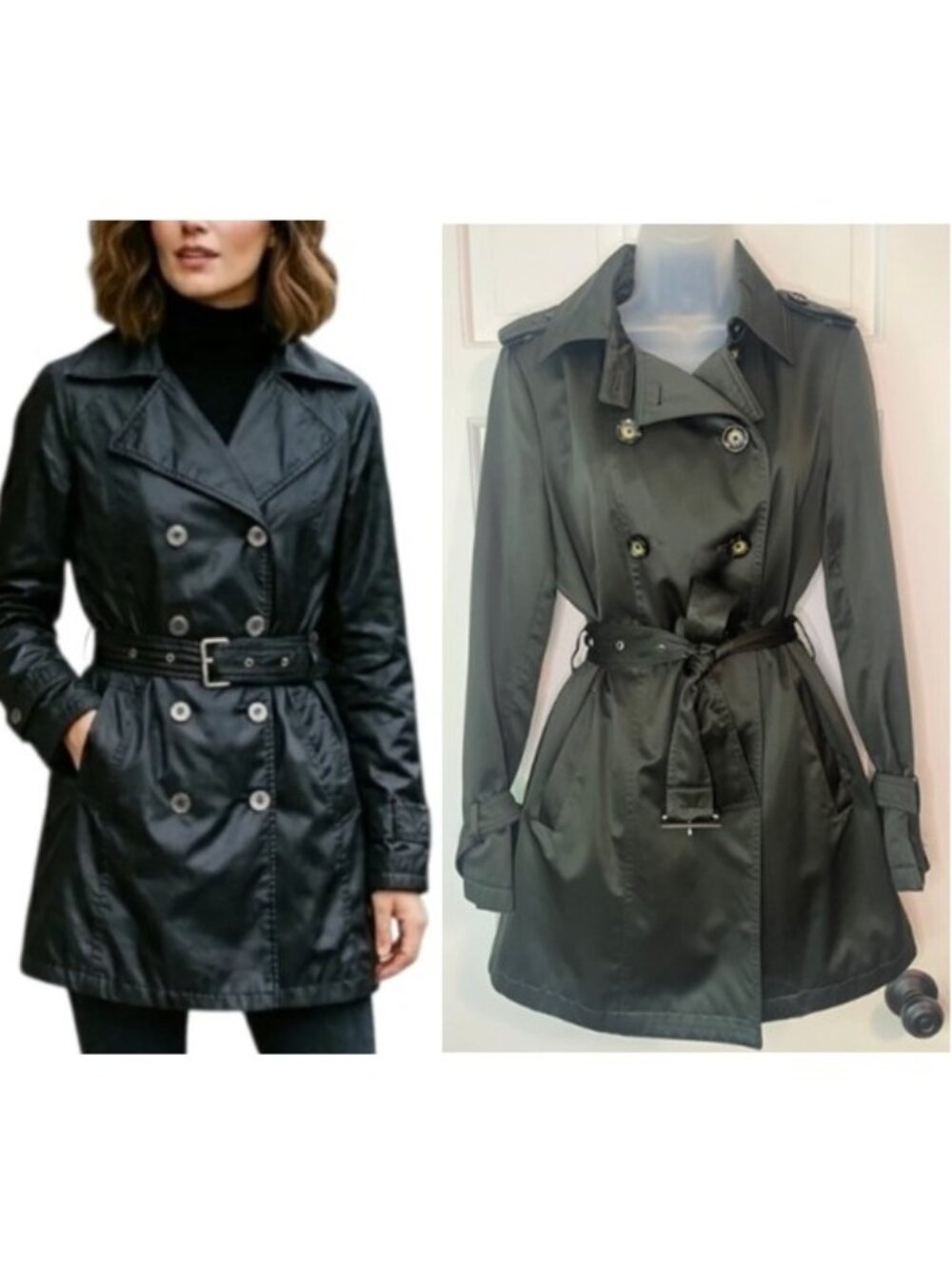 Michael Kors Olive Double Breasted Belted Trench Coat Size Medium